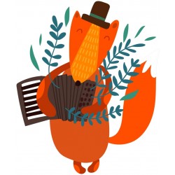 Sticker renard accordéon
