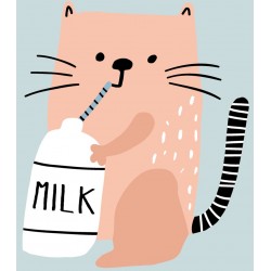 Sticker chat noir blanc
