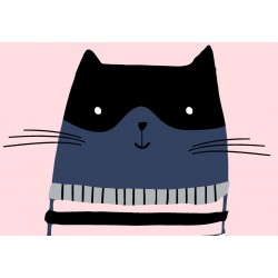 Sticker chat gris rayé