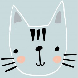Sticker tête chat bleu