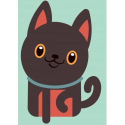 Sticker chat blanc marron