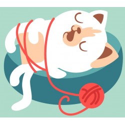 Sticker chat pelote laine