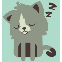 Sticker chat blanc jaune