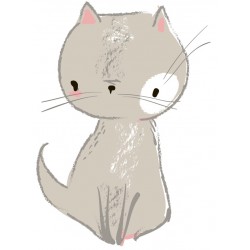 Sticker chat beige couché