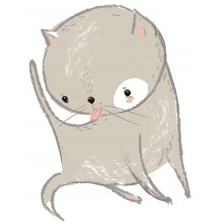 Sticker chat beige boule