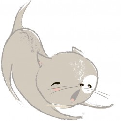 Sticker chat beige attentif