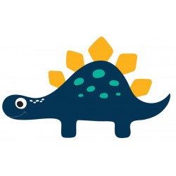 Sticker dinosaure jaune violet