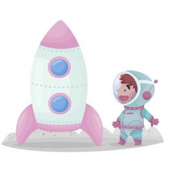 Sticker astronaute rose