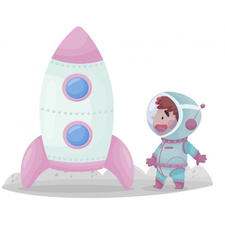 Sticker astronaute rose