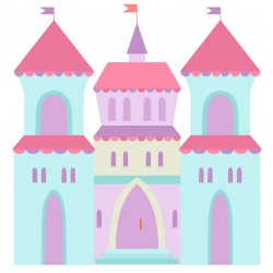 Sticker château jaune vert