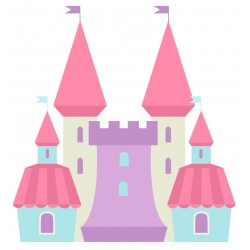 Sticker château bleu rose