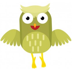 Sticker hibou bleu jaune