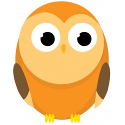 Sticker hibou bleu beige