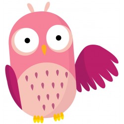Sticker hibou bleu crème