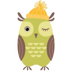 Sticker hibou bonnet beige rouge