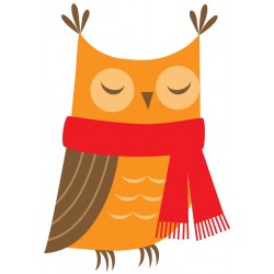Sticker hibou vert bonnet jaune