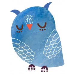 Sticker hibou bonnet pompon orange blanc