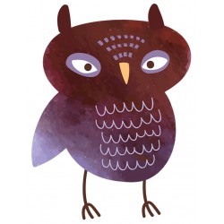 Sticker hibou bonnet rouge pompon violet