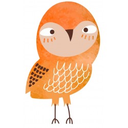 Sticker hibou bleu peinture blanc