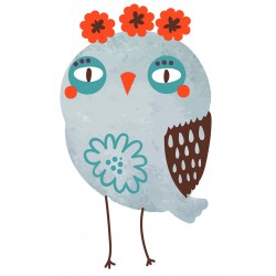 Sticker hibou orange beige