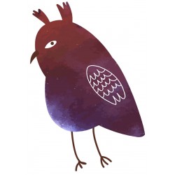 Sticker hibou gris peinture motifs fleurs