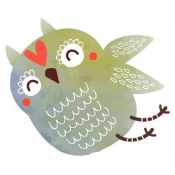 Sticker hibou mauve foncé touches blanches