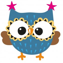 Sticker hibou vert sourcils points
