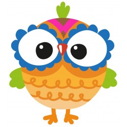 Sticker hibou rose fleurs blanches