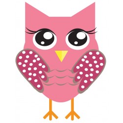 Sticker hibou rose yeux coeur