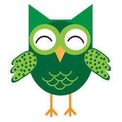 Sticker hibou rose ailes pois blancs