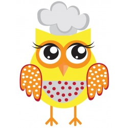 Sticker hibou violet noeud rose