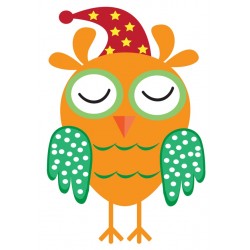 Sticker hibou rose bonnet étoiles