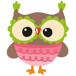 Sticker hibou orange bonnet étoiles