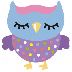 Sticker hibou marron tiges fleurs