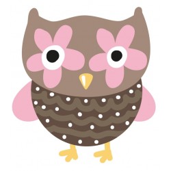 Sticker hibou bleu pois multicolores