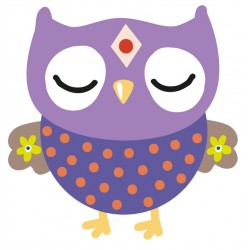 Sticker hibou rose beige coeurs