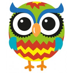 Sticker hibou violets pois oranges