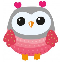 Sticker hibou vert dentelé rouge jaune