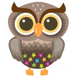 Sticker hibou rose yeux picots