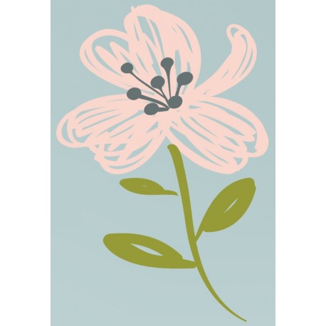 Sticker fleur orange double feuille