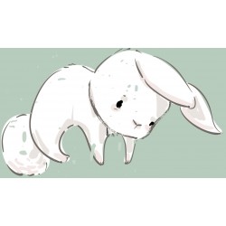 Sticker lapin robe blanche équilibre