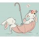 Sticker lune lapin