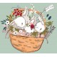 Sticker lapin blanc noeud rose fond vert