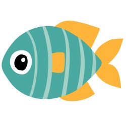 Sticker poisson bordeaux jaune pois