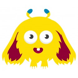 Sticker monstre rose cornes jaunes