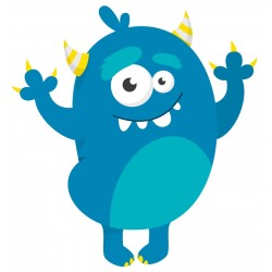 Sticker monstre bleu doigts crochus