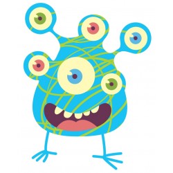 Sticker monstre saumon touffu effrayé