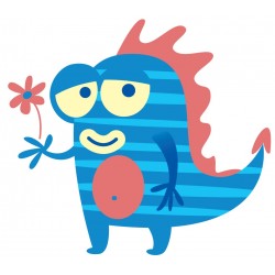 Sticker monstre bleu yeux fils