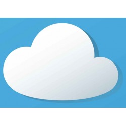 Sticker nuage blanc arrondi fond bleu