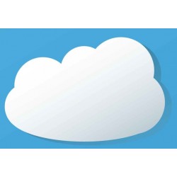 Sticker nuage blanc soucoupe fond bleu